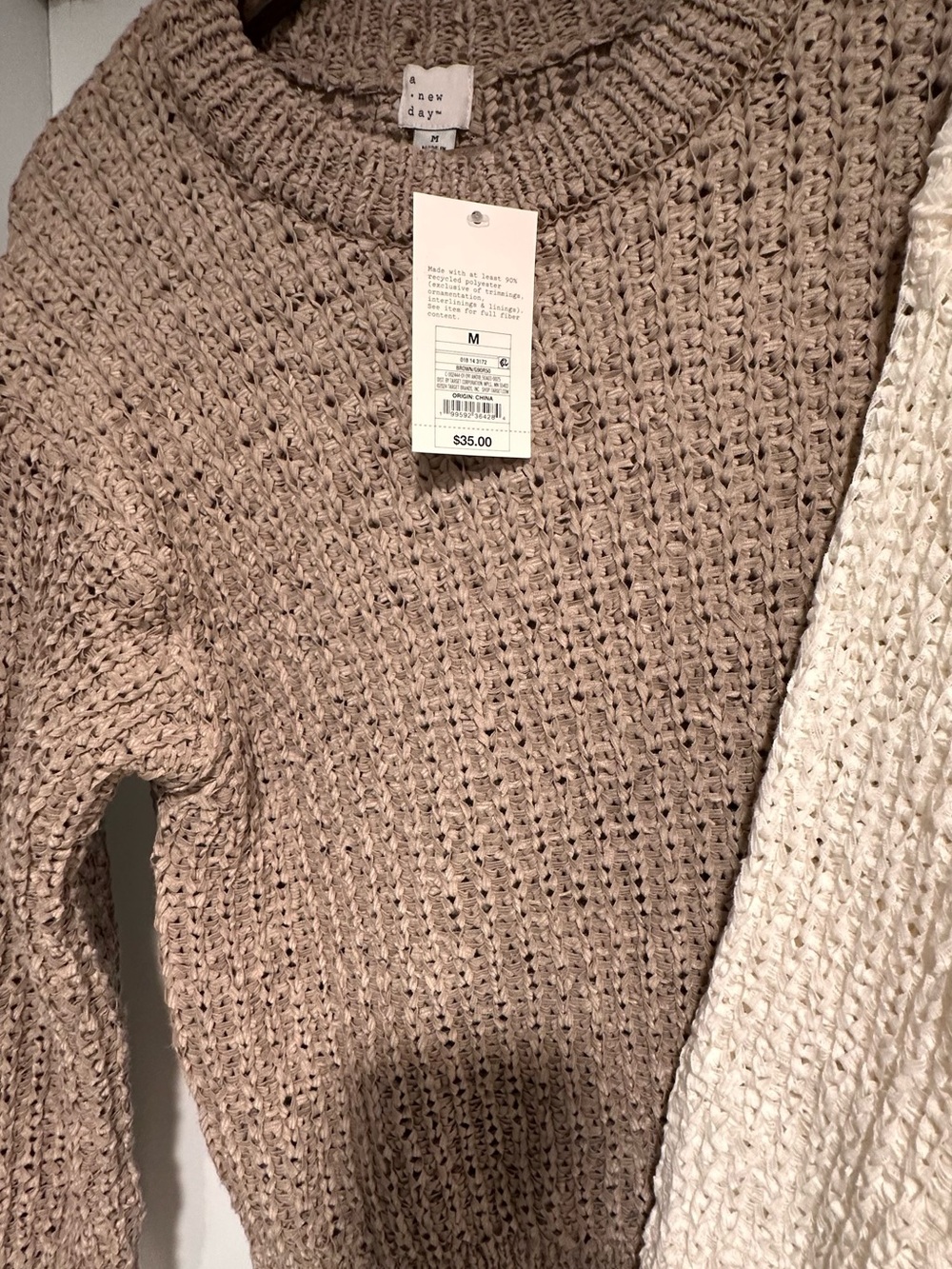 Two Women's Crewneck crochet Sweaters - Ivory and Taupe- a new day - Picture 2 of 7
